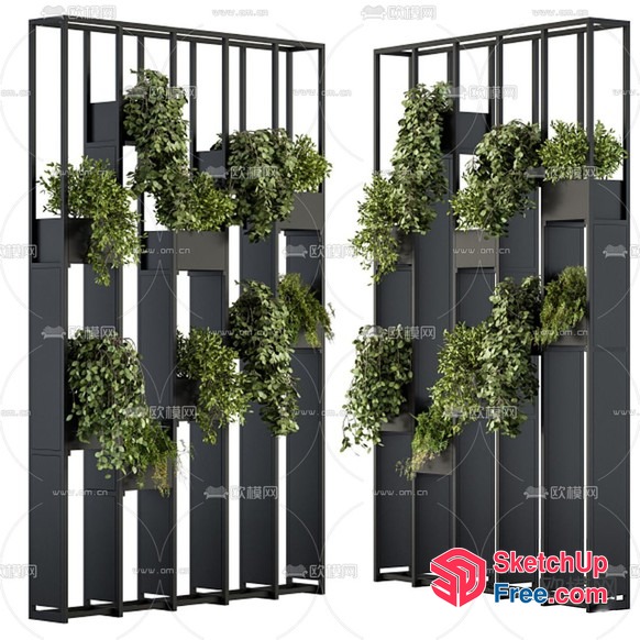 Modern Green Wall Plant Display 3D SketchUp File