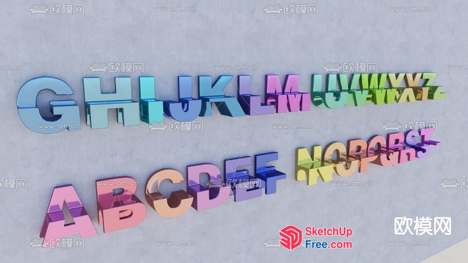 Alphabetical Letters In Pastel Colors 3D SketchUp File