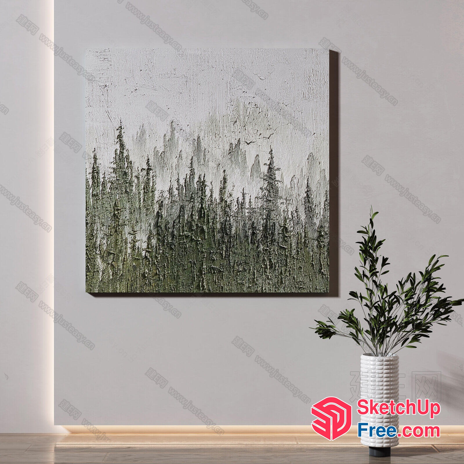 Aesthetic Forest Landscape Painting 3D SketchUp File