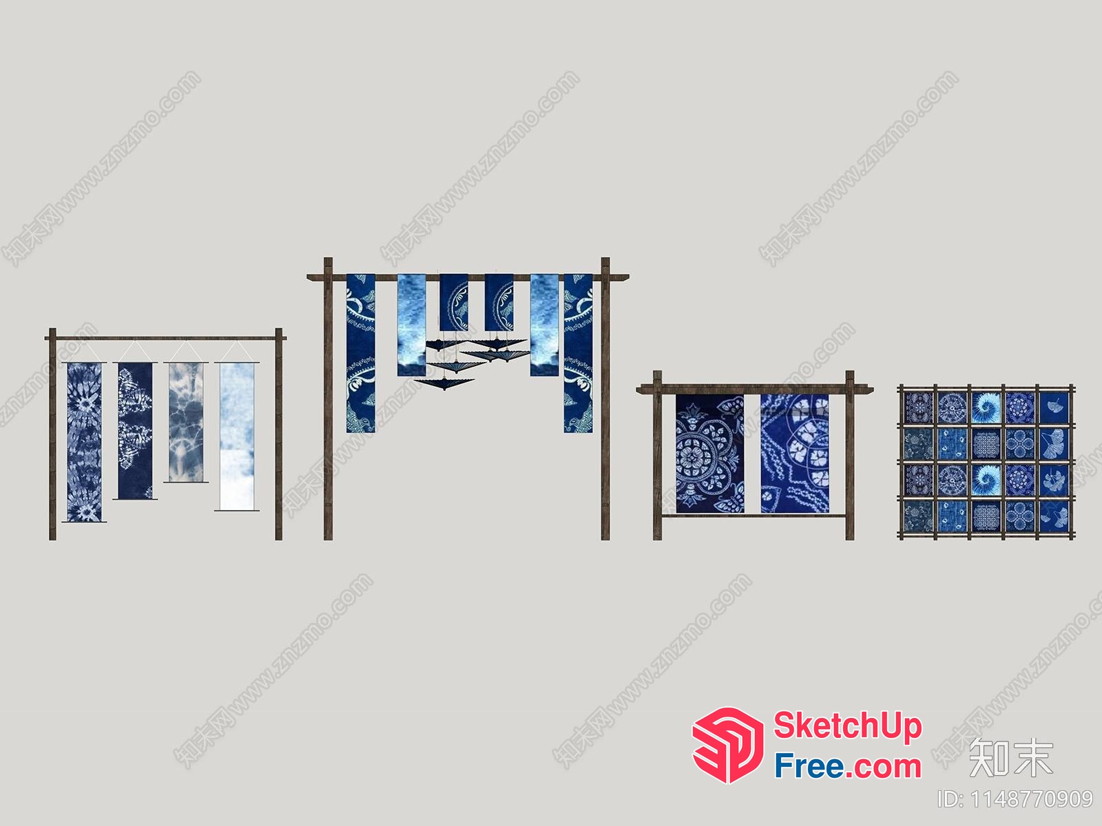 Japanese Style Pillar Decorative Wall Screen 3D SketchUp File