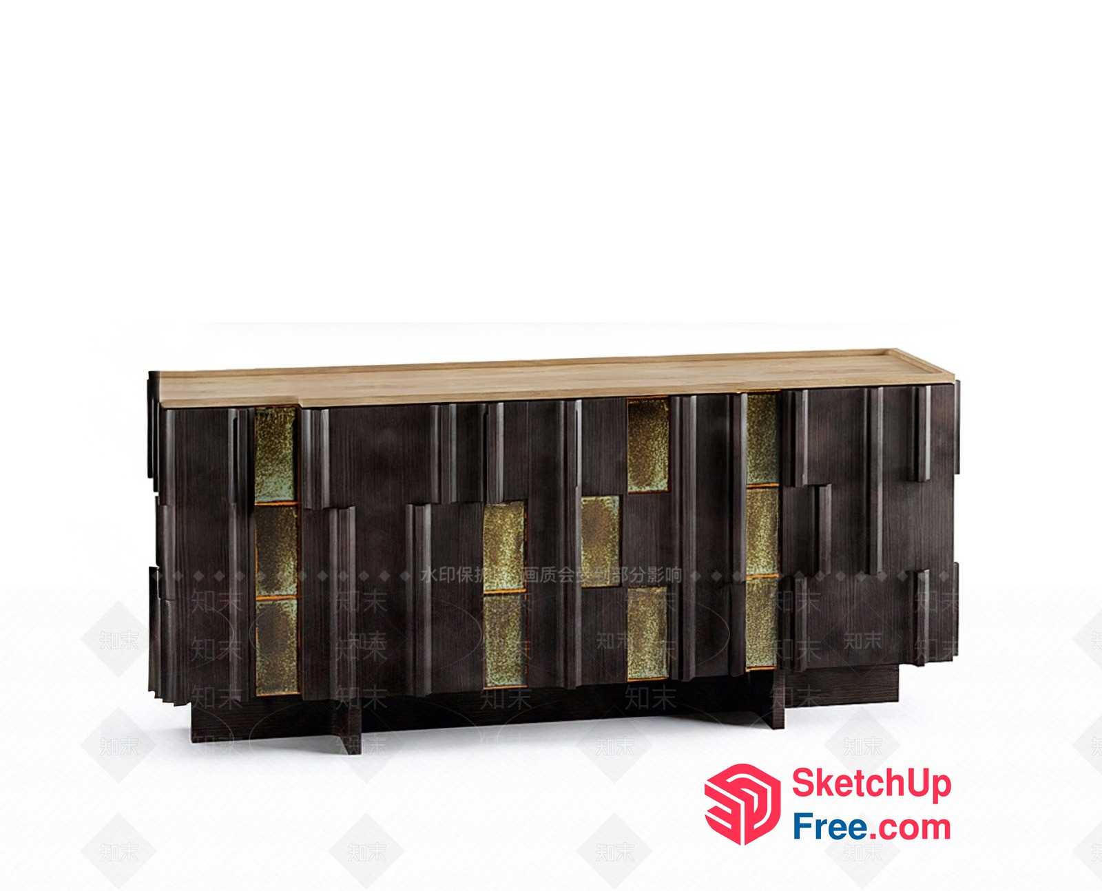 Luxury Wooden Furniture With Golden Accents 3D SketchUp File