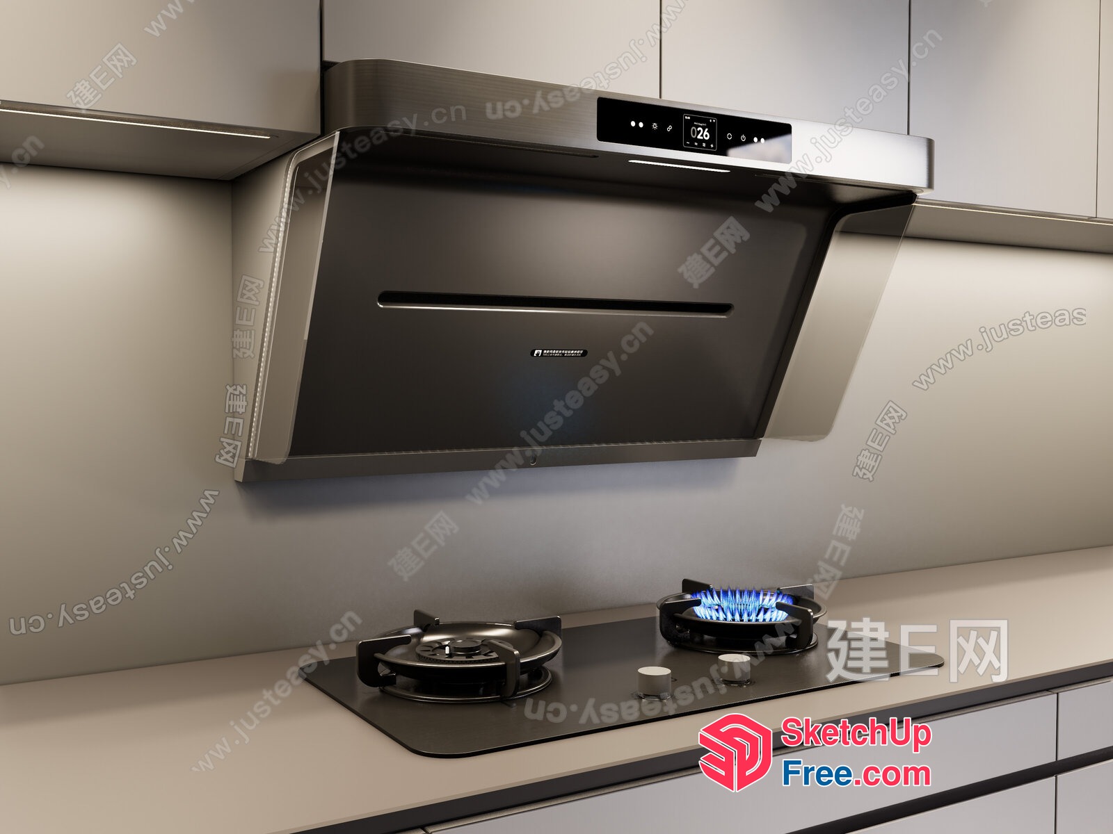 Modern Kitchen Stove And Range Hood 3D SketchUp File