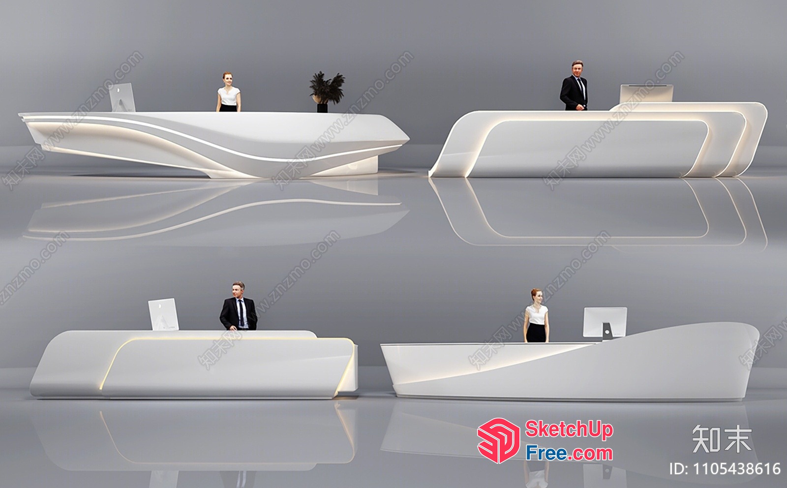 Modern Minimalist Reception Desk 3D SketchUp File