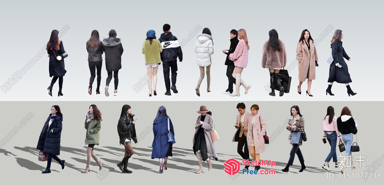 People Walking In Various Styles And Outfits 3D SketchUp File