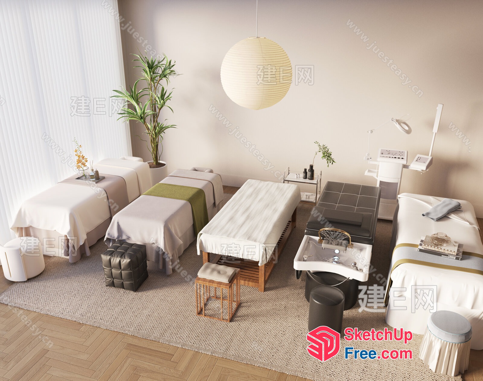Elegant And Serene Massage Room Interior 3D SketchUp File