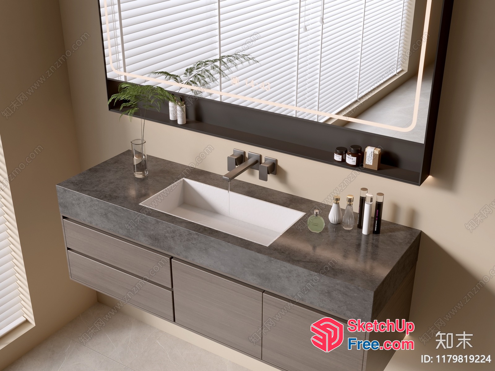 Modern Bathroom Vanity With Grey And White Decor 3D SketchUp File