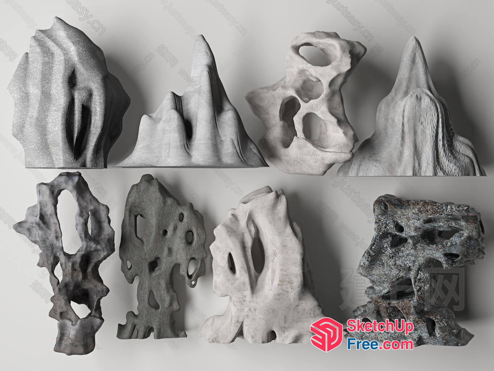 Abstract Stone Sculptures Collection 3D SketchUp File
