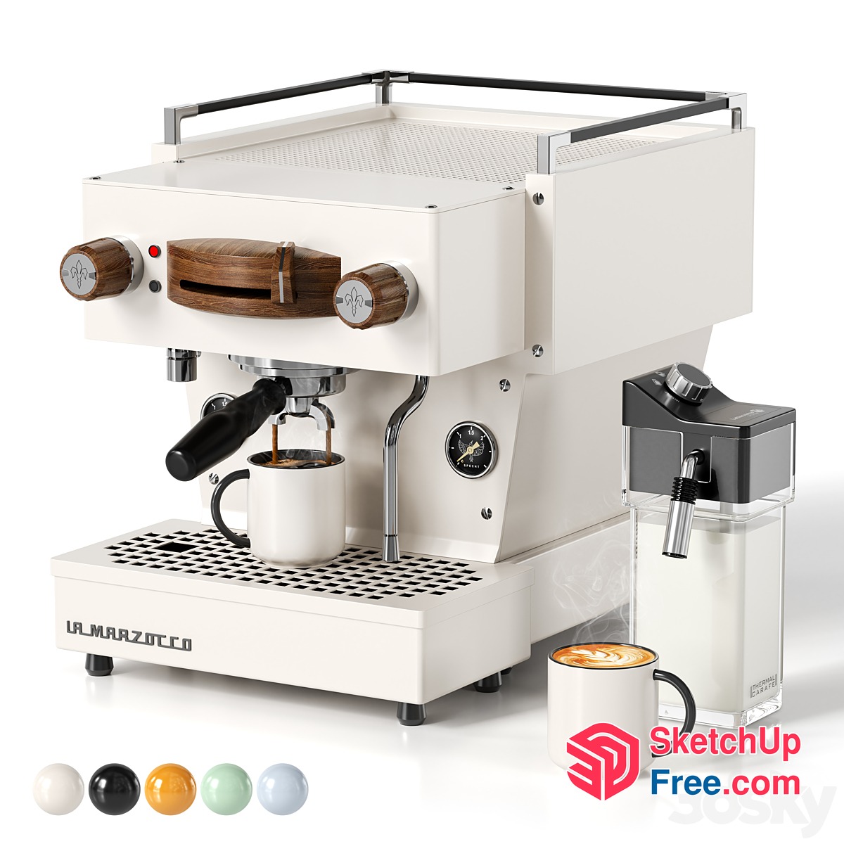 Modern Espresso Machine With Wooden Accents 3D SketchUp File