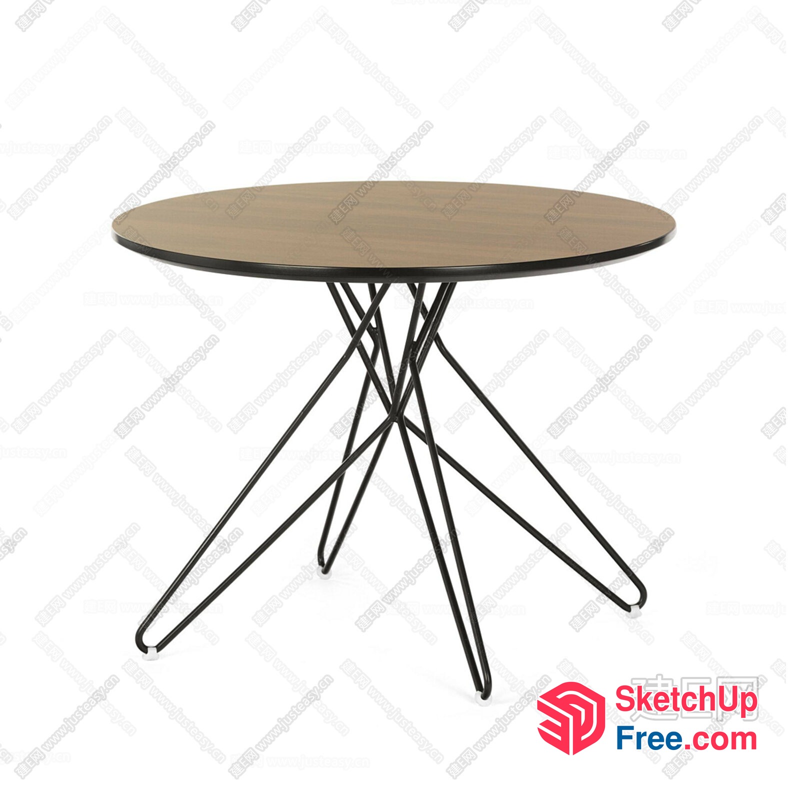 Elegant Modern Round Table With Black Metal Legs 3D SketchUp File