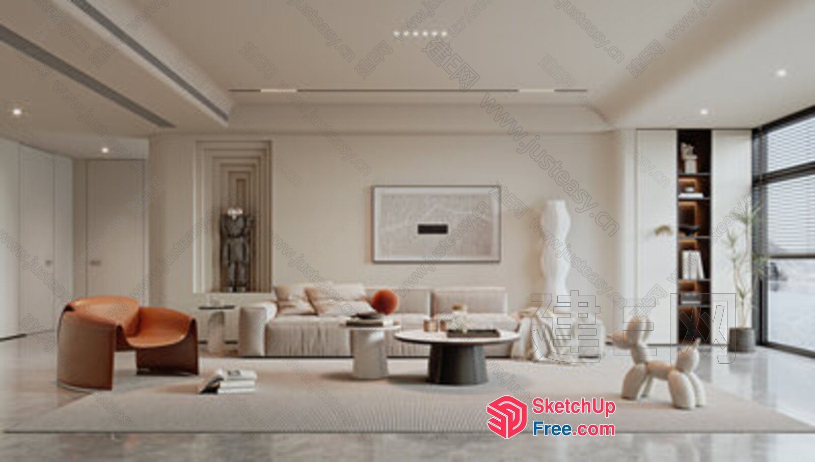 Minimalist Style Living Room With Neutral Tones 3D SketchUp File
