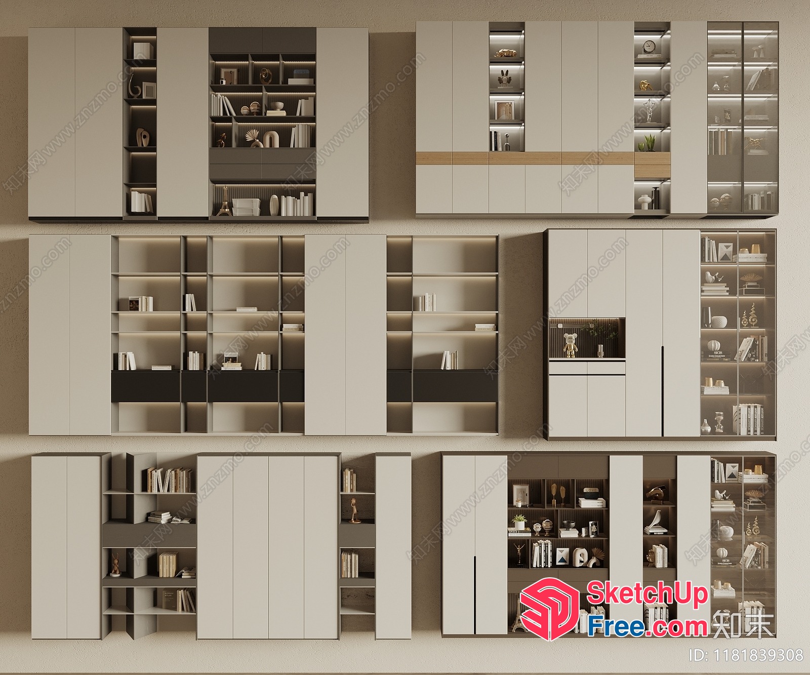 Modern Wall-Mounted Bookcase Furniture 3D SketchUp File