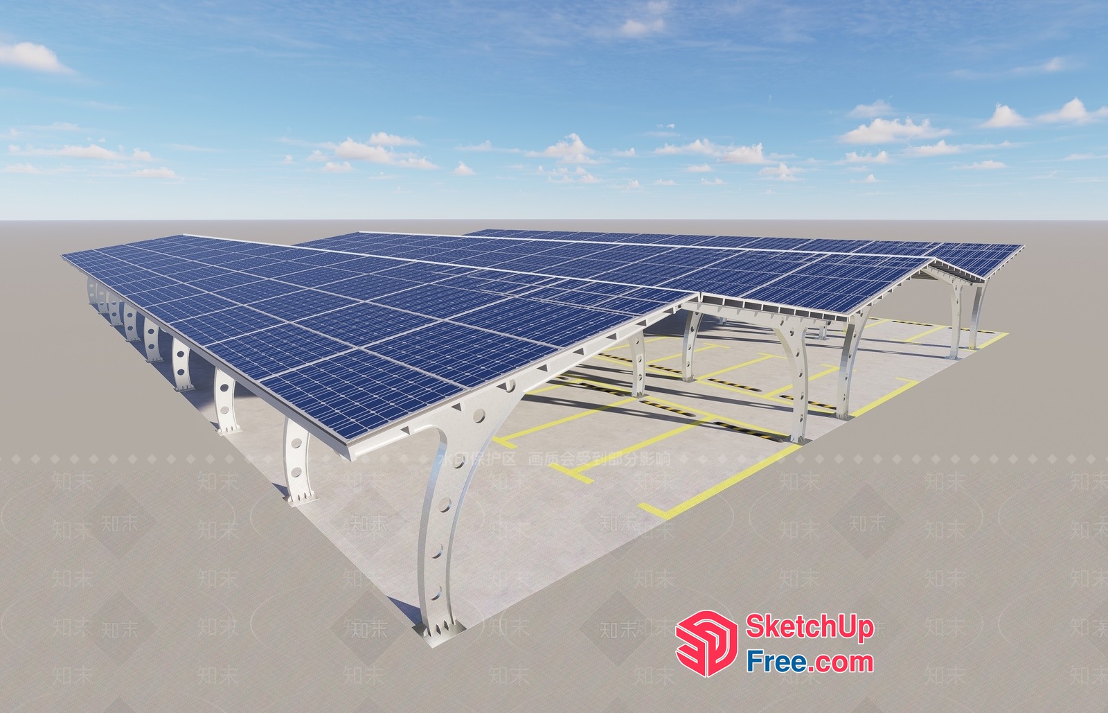 Solar Panel Installation On A Parking Lot 3D SketchUp File