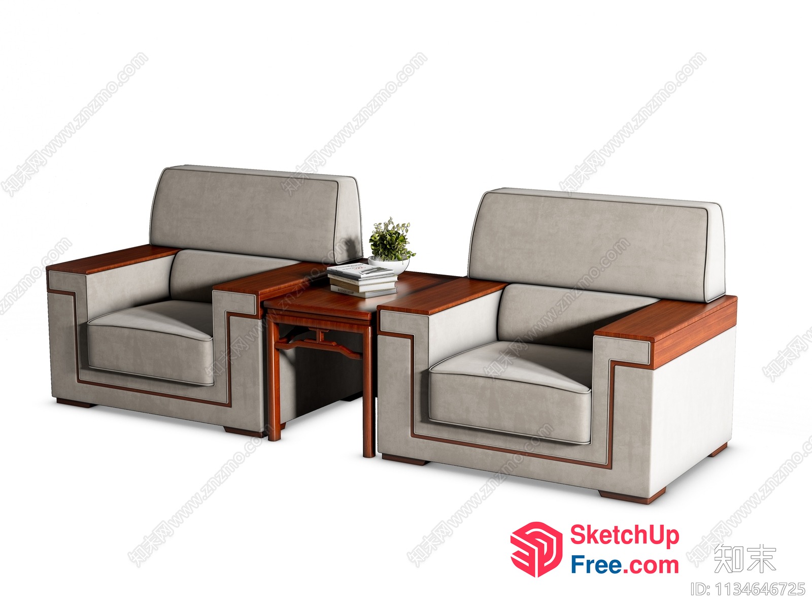 Modern Minimalist Armchairs And Side Table 3D SketchUp File