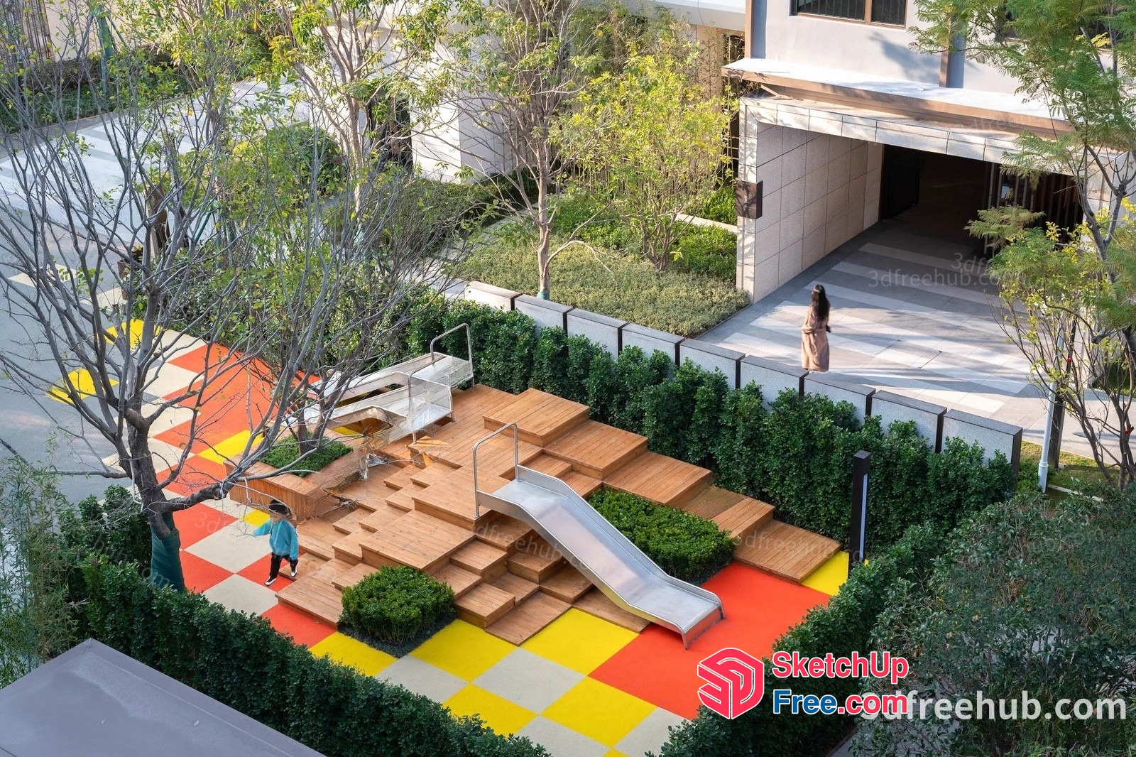 Staircase And Slide In A Park 3D SketchUp File
