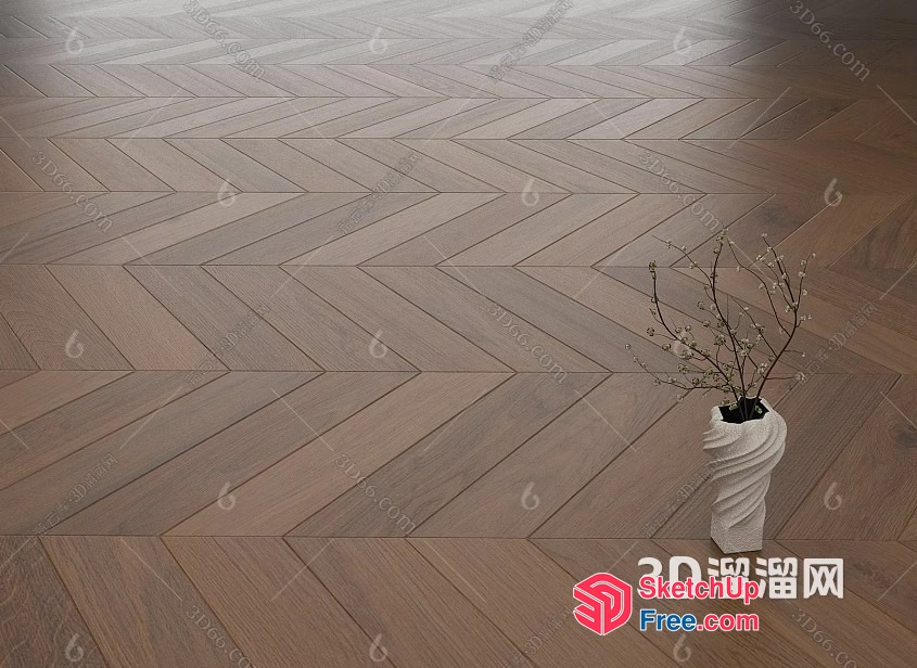 Wooden Floor Patterned In A Herringbone Design 3D SketchUp File