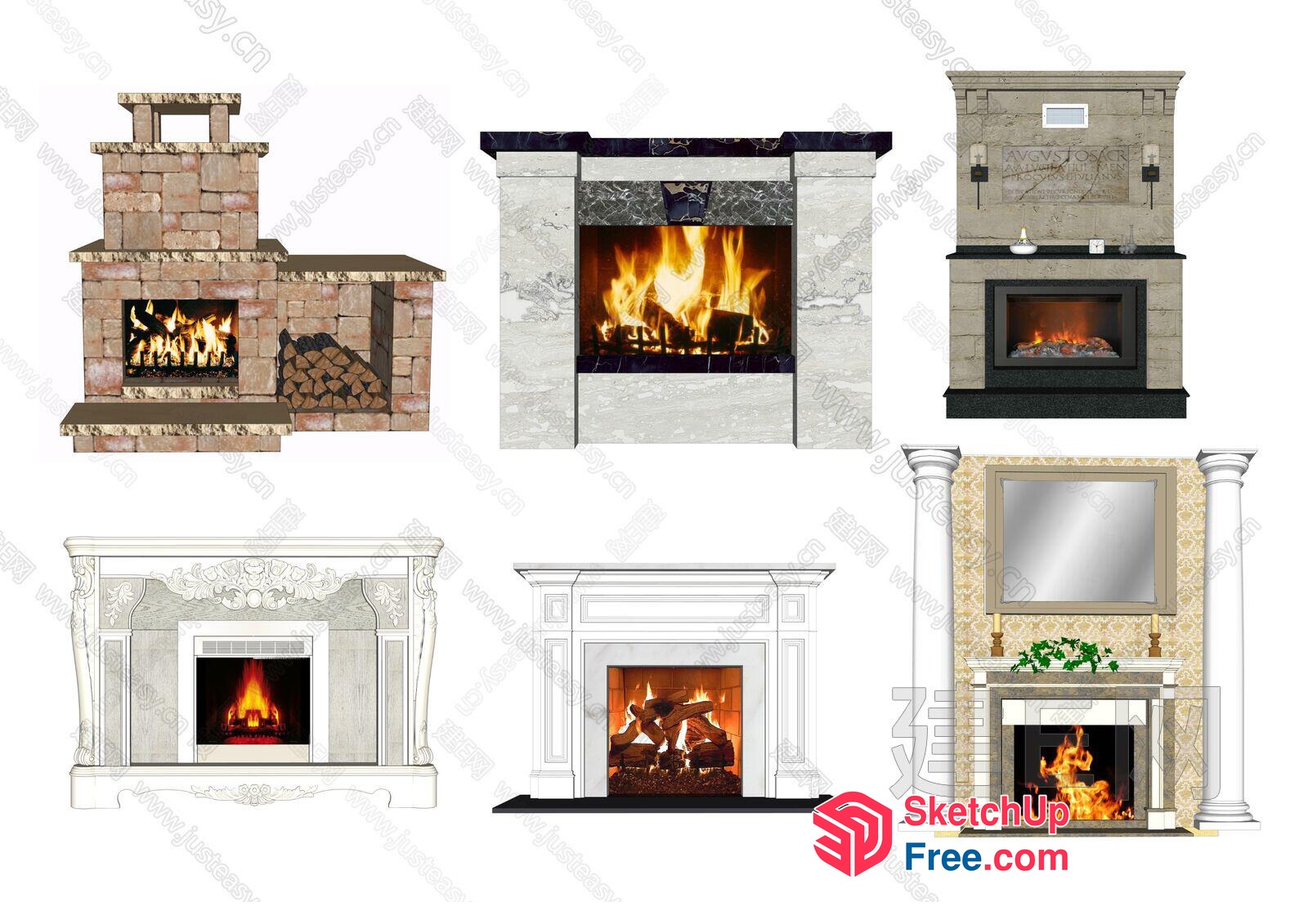 Traditional Fireplace Designs In Various Styles 3D SketchUp File