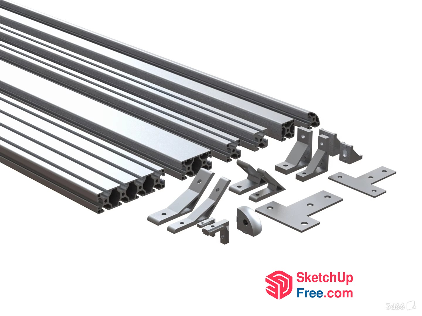 Aluminum Profile And Hardware Components 3D SketchUp File