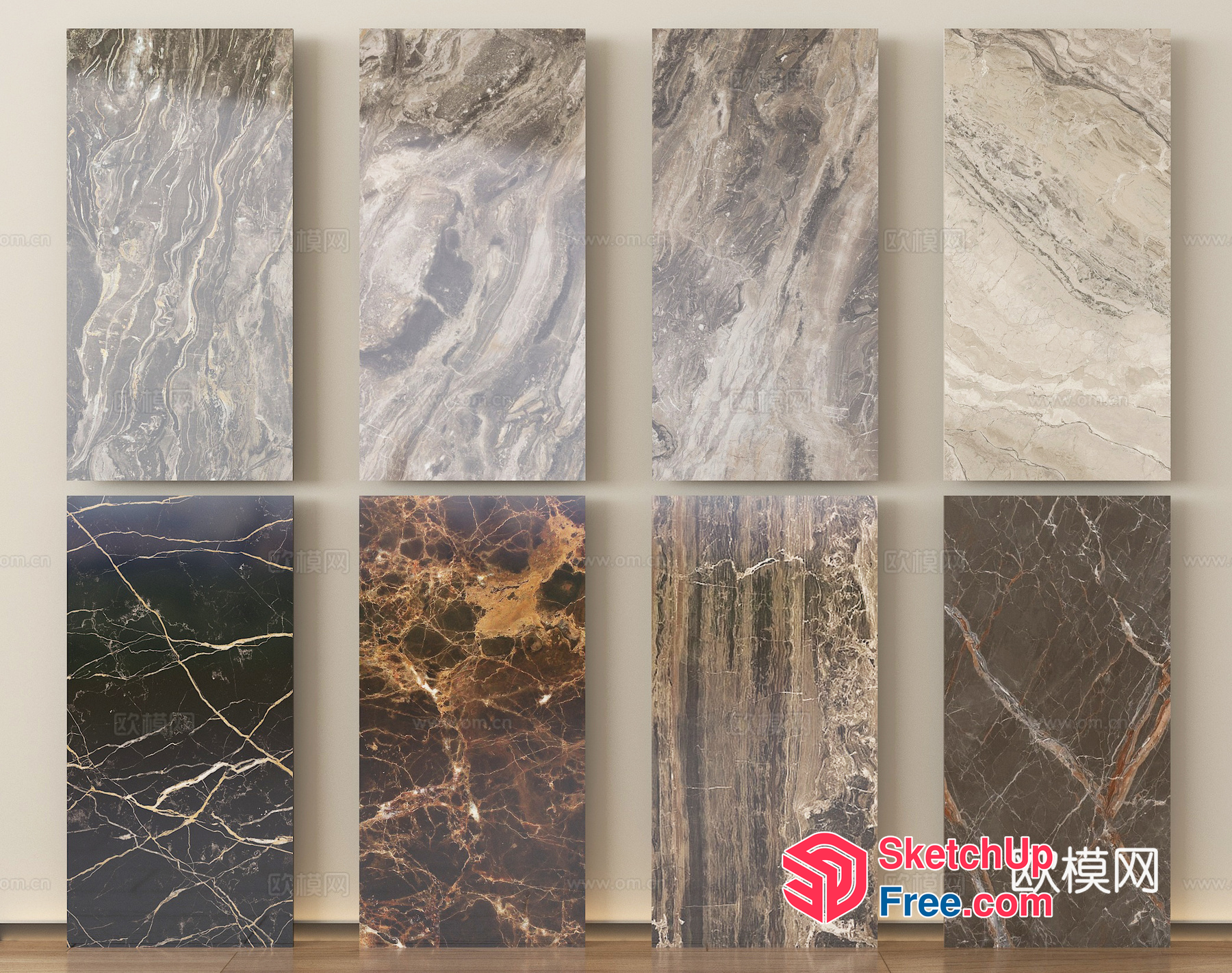 Marble And Stone Patterns On Display 3D SketchUp File