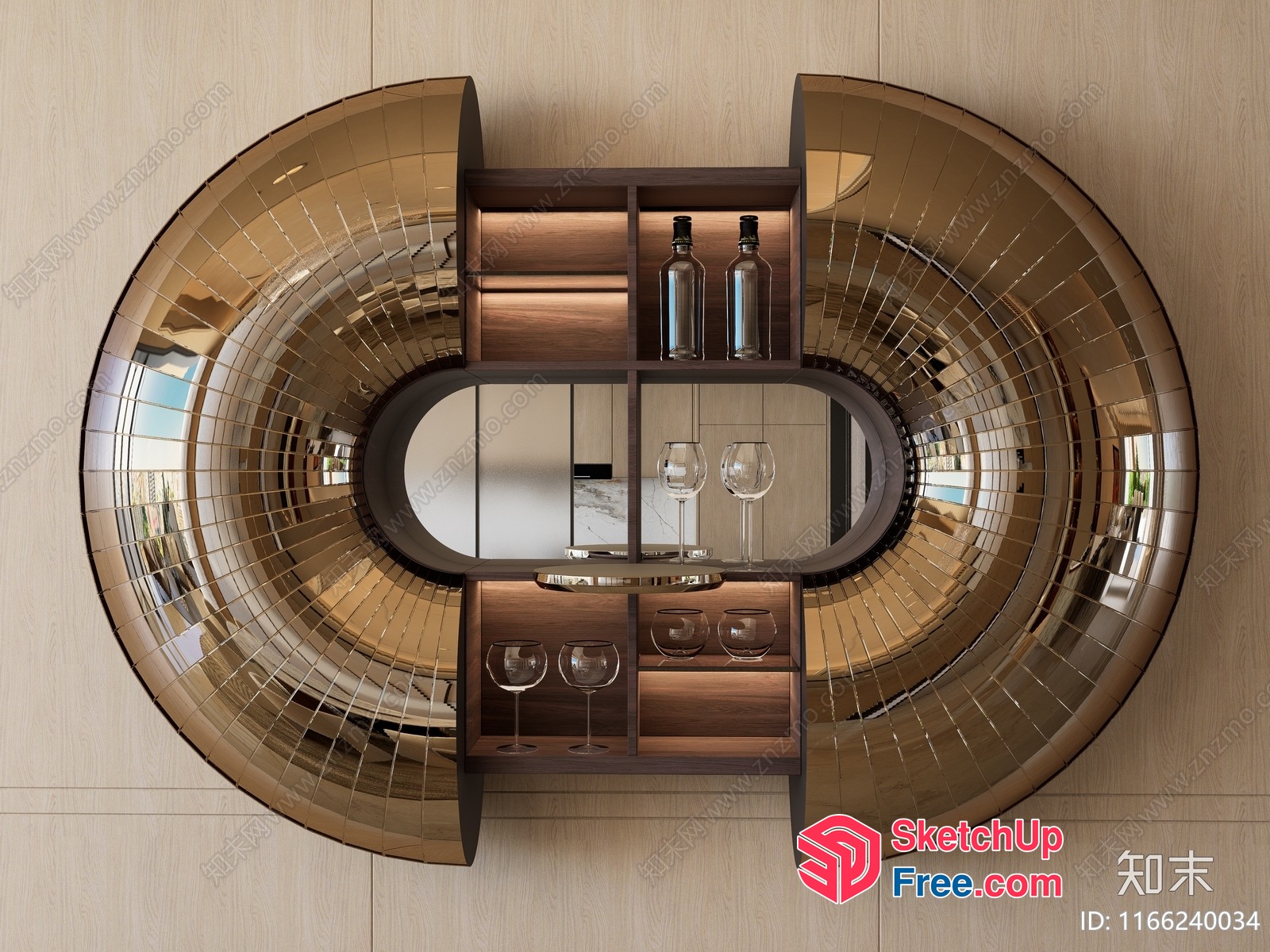Modern Minimalist Wine Storage Display Shelf 3D SketchUp File