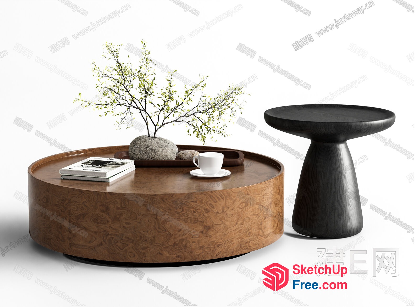 Modern Coffee Table With Elegant Side Table 3D SketchUp File