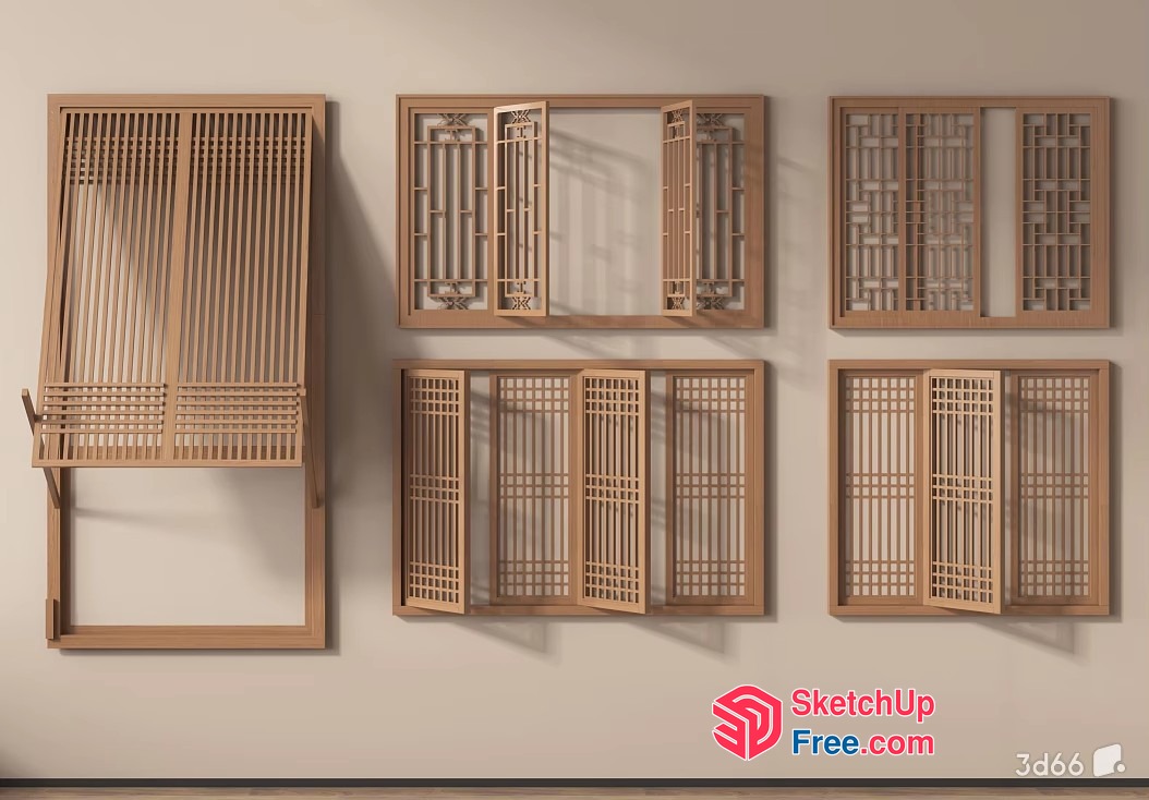 Asian-Inspired Window Shutters 3D SketchUp File