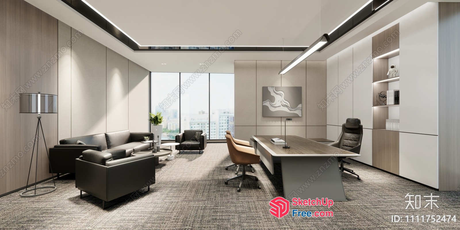 Modern Office Interior With Elegant Furniture And Artwork 3D SketchUp File
