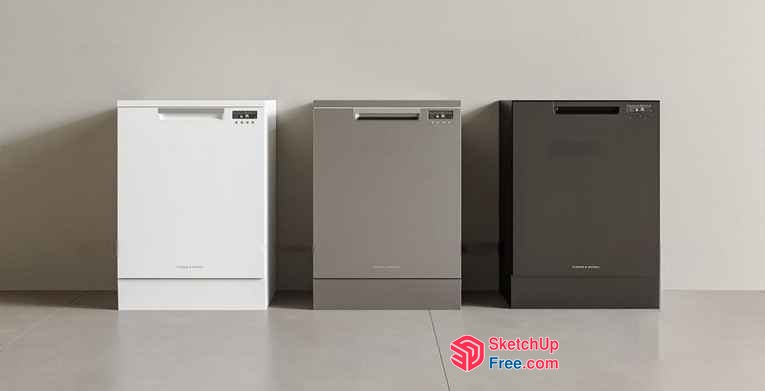 Three Dishwashers Standing Side By Side 3D SketchUp File