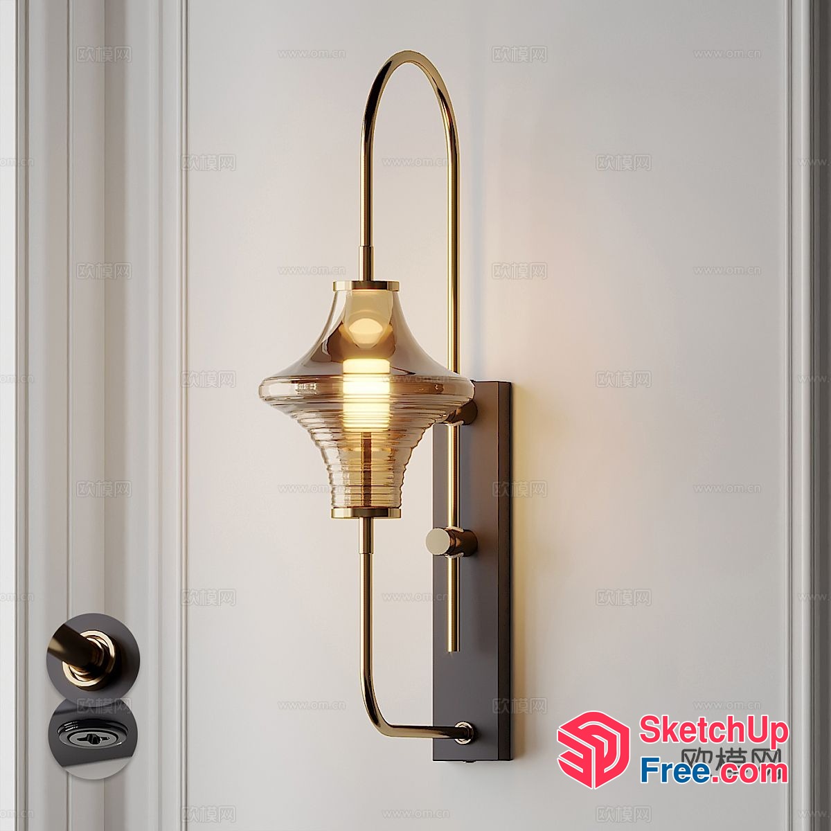 Elegant Wall-Mounted Light Fixture With Glass Shade 3D SketchUp File