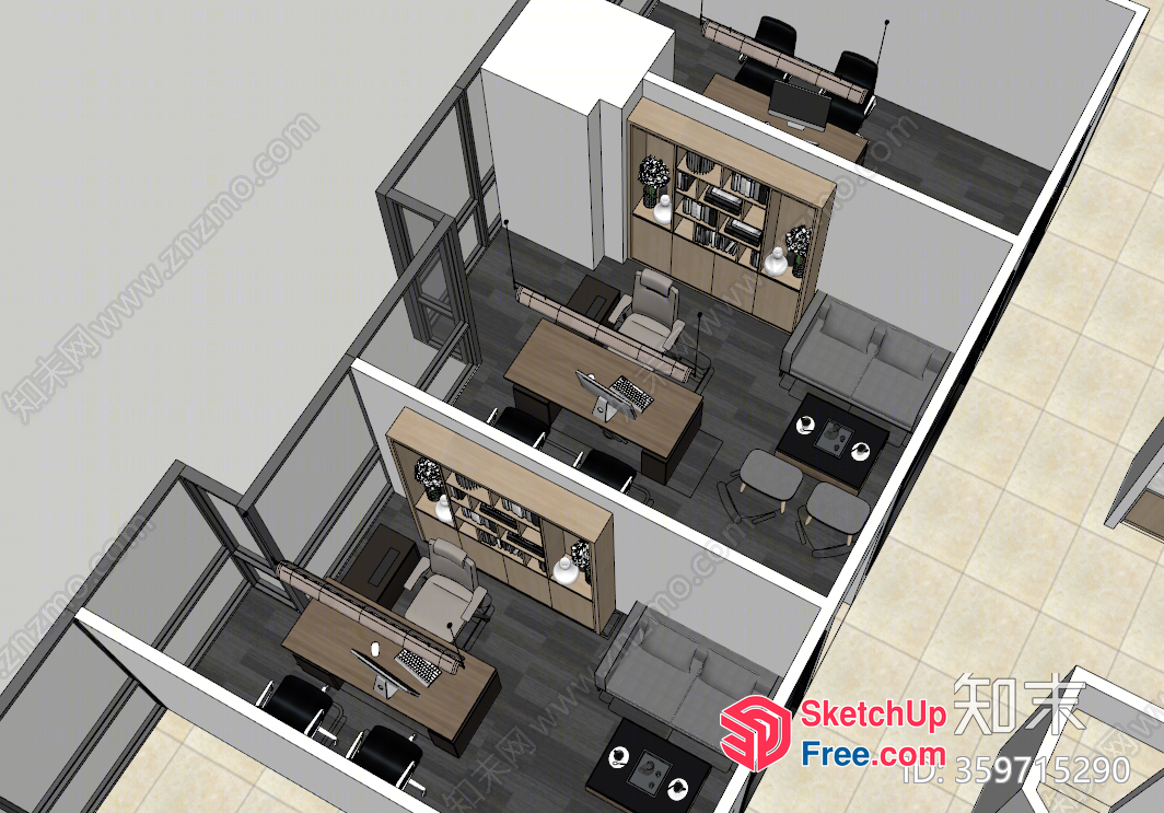 3D Interior Office Space Design 3D SketchUp File
