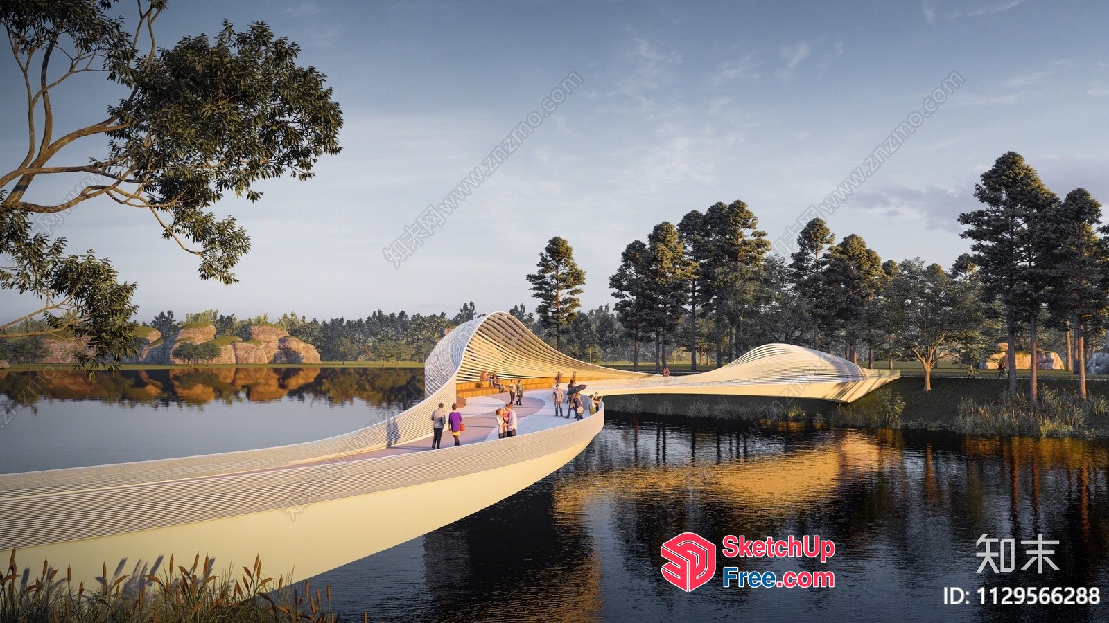 Elegant Curved Bridge Design 3D SketchUp File