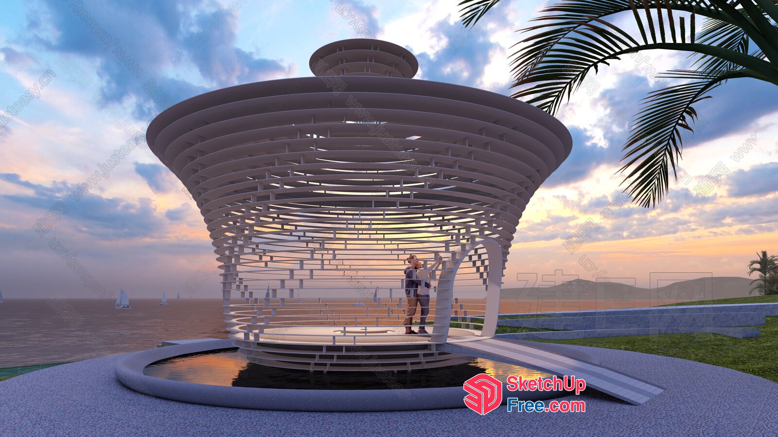 Futuristic Seaside Observation Pavilion 3D SketchUp File