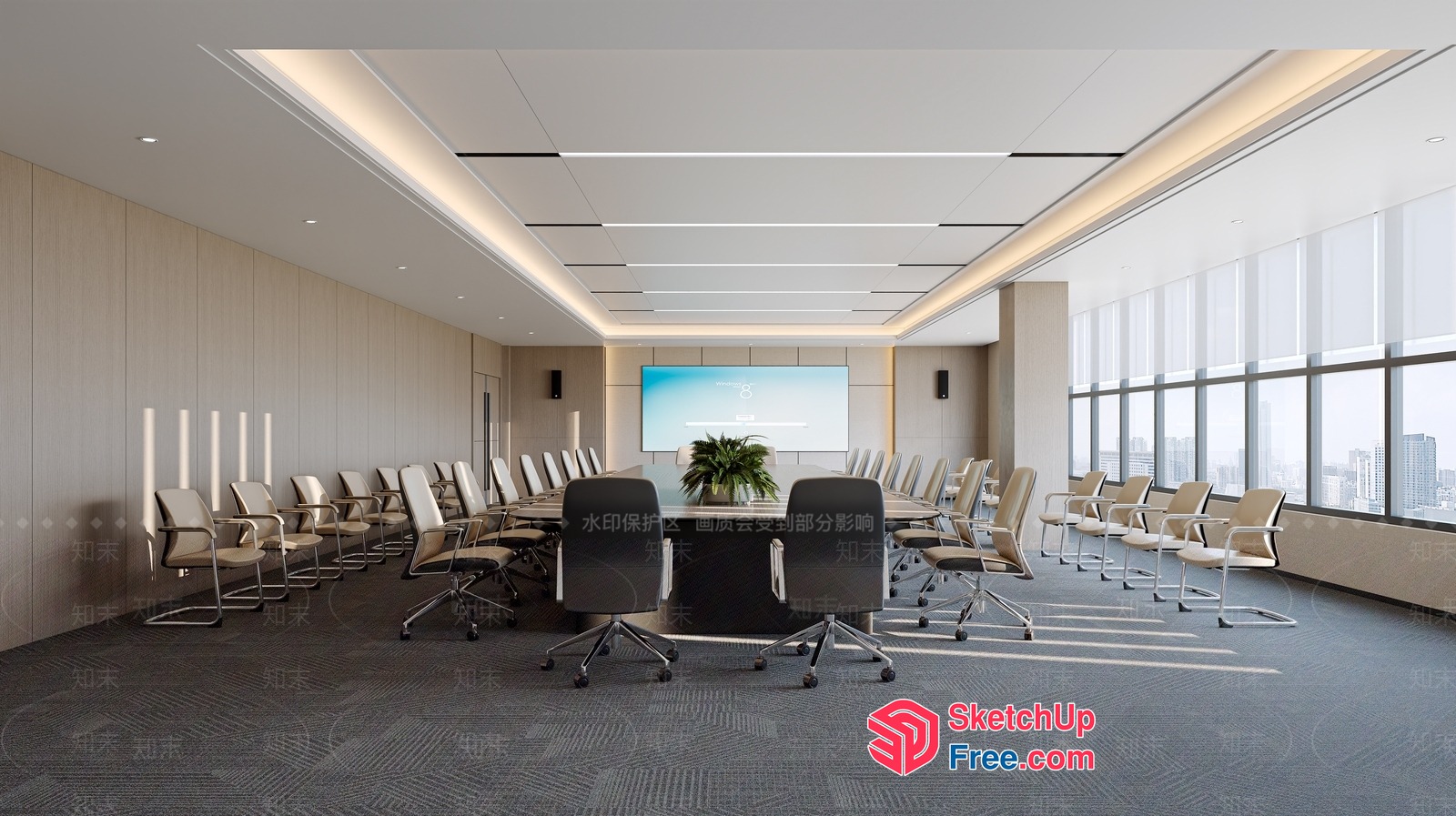 Conference Room With Modern Minimalist Decor 3D SketchUp File