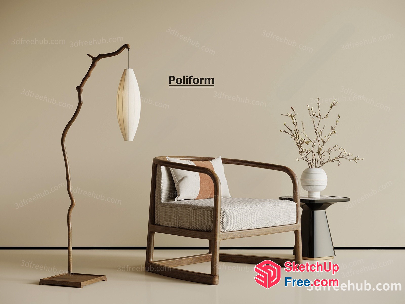 Elegant Minimalist Living Room Furniture Set 3D SketchUp File