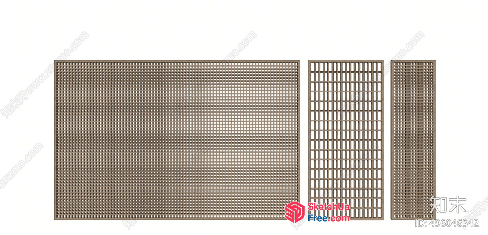 Three Rectangular Screens With Grid Patterns 3D SketchUp File