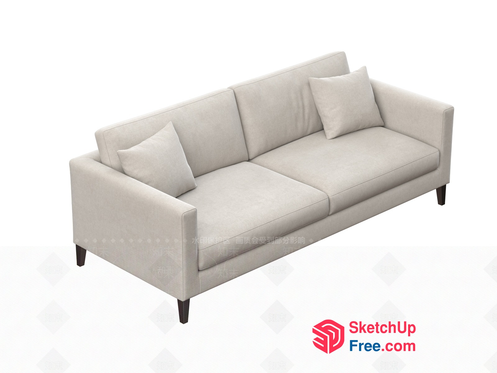 Modern Minimalist Three-Seat Sofa 3D SketchUp File