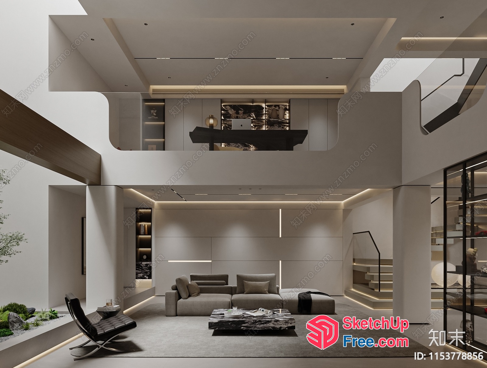 Modern Minimalist Living Room With Clean Lines And Neutral Tones 3D SketchUp File
