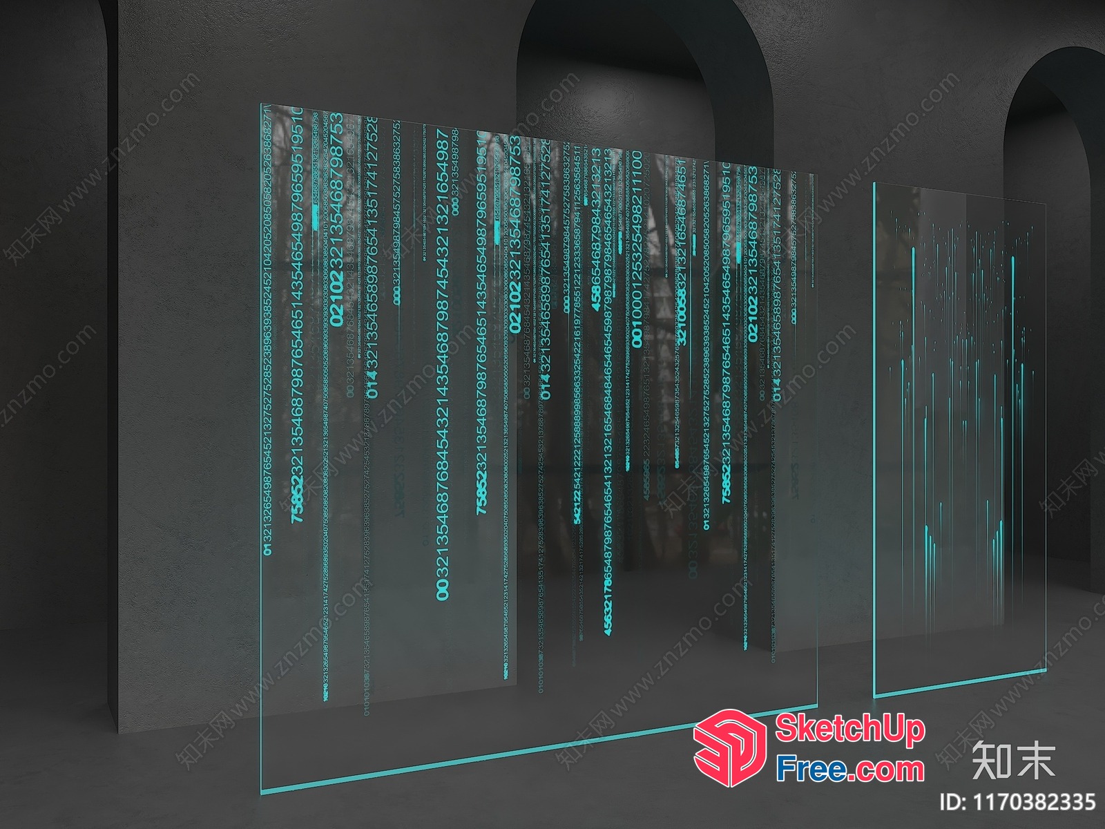 Digital Screen Display With Blue Numbers 3D SketchUp File