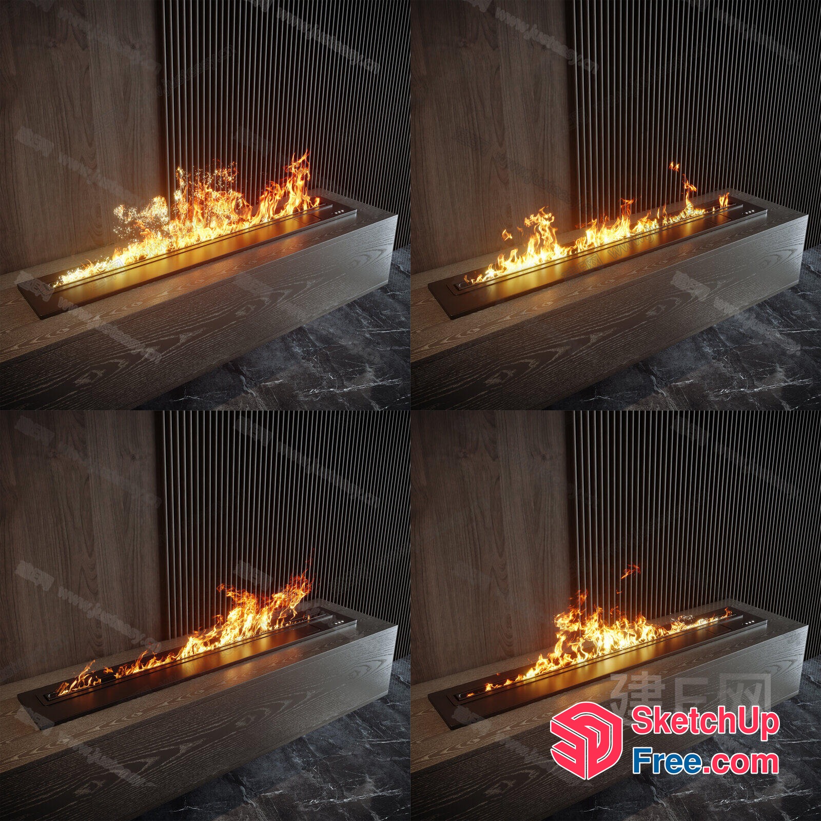 Modern Fire Pit In Sleek Metal And Wood Design 3D SketchUp File