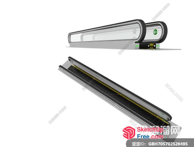 Modern Glass And Black Staircase 3D SketchUp File