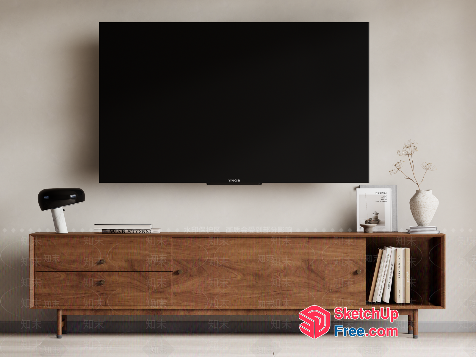 Modern Tv And Cabinet Setup 3D SketchUp File