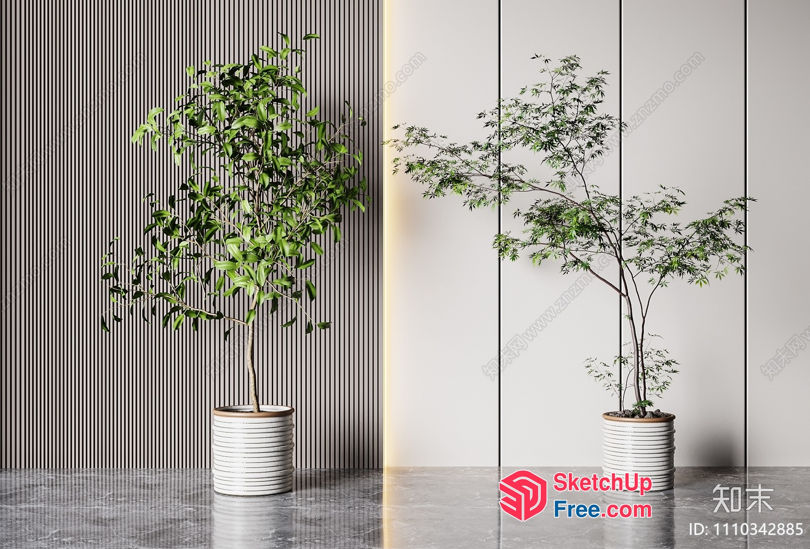 Potted Plants In Modern Interior 3D SketchUp File