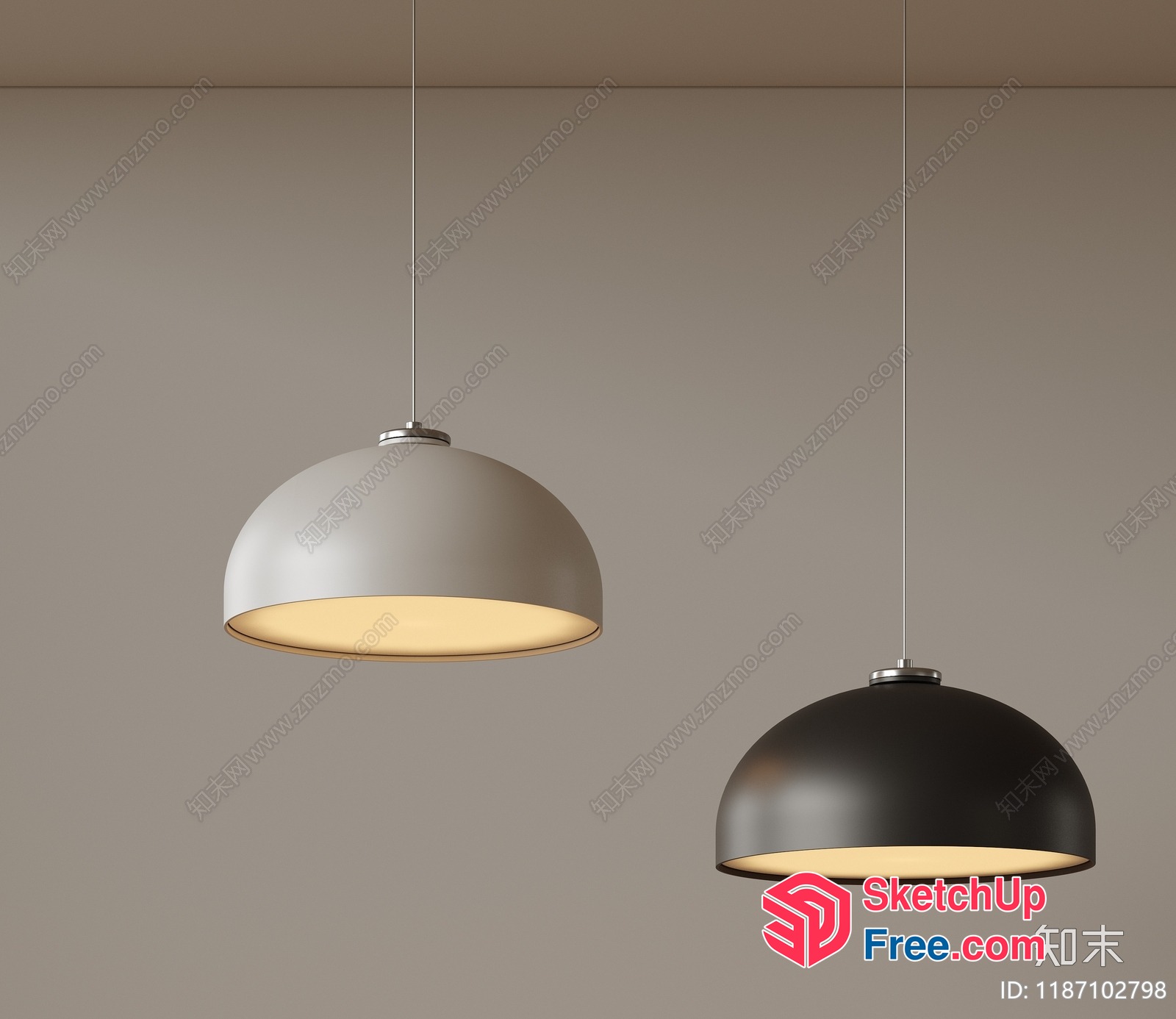 Two Modern Pendant Lights 3D SketchUp File