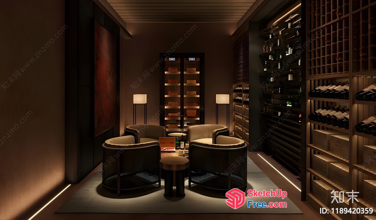 Wine Tasting Room With Elegant Seating 3D SketchUp File