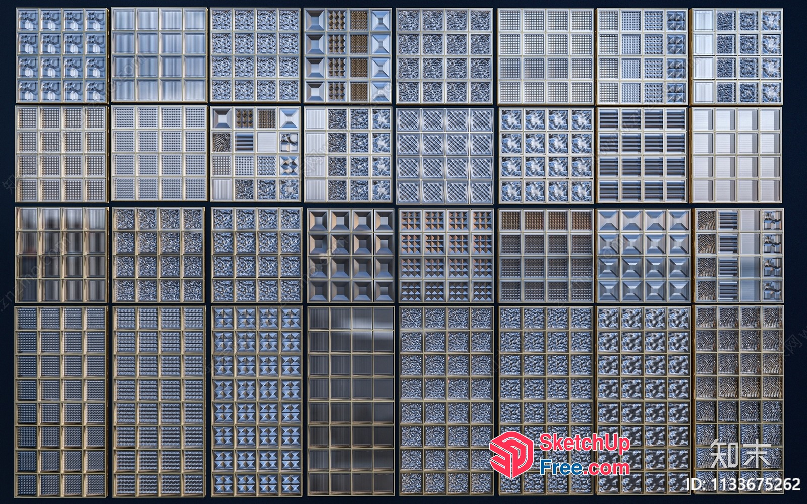 Glass Brick Wall 3D SketchUp File