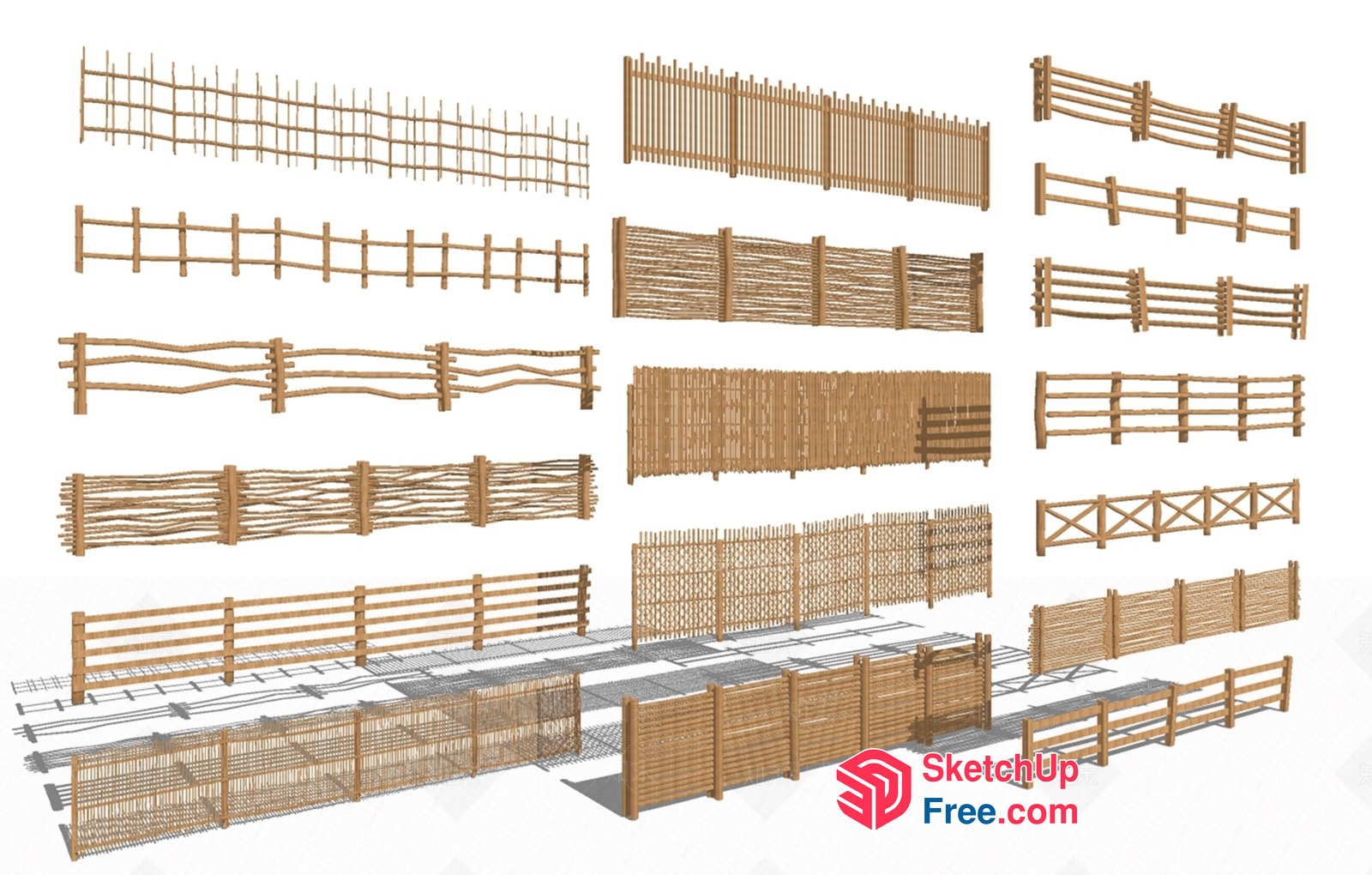 Wooden Fences And Gates Collection 3D SketchUp File