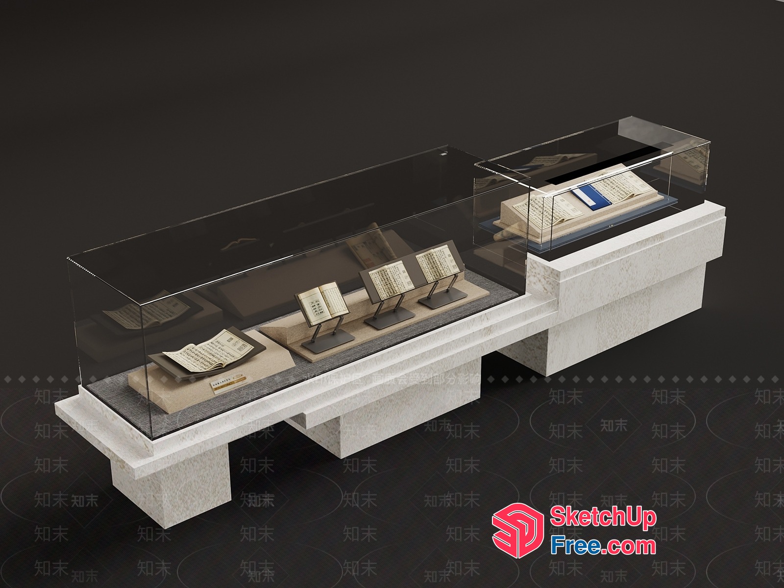 Museum Exhibit Display Cases With Glass Tops 3D SketchUp File