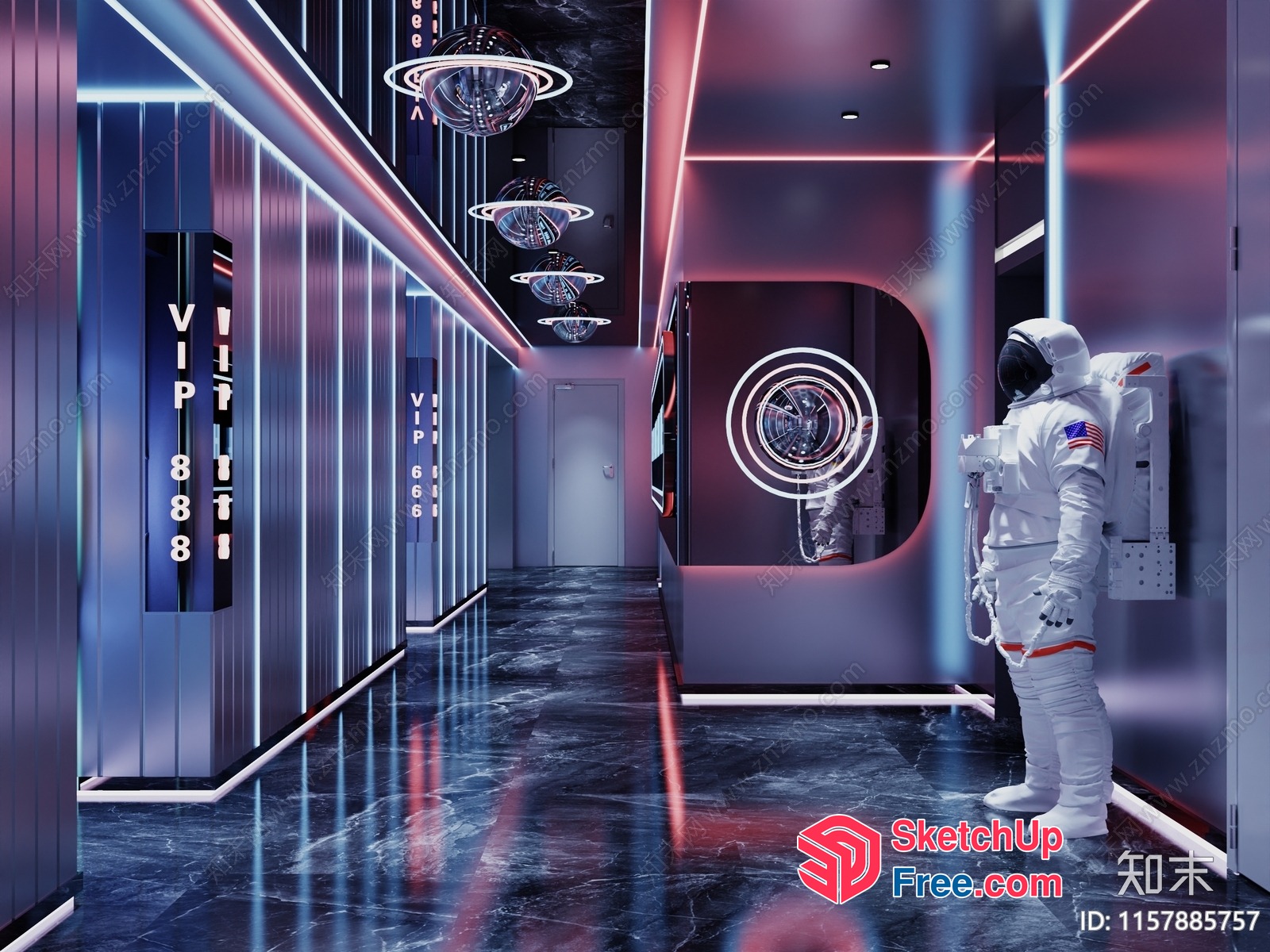 Futuristic Space-Themed Interior 3D SketchUp File