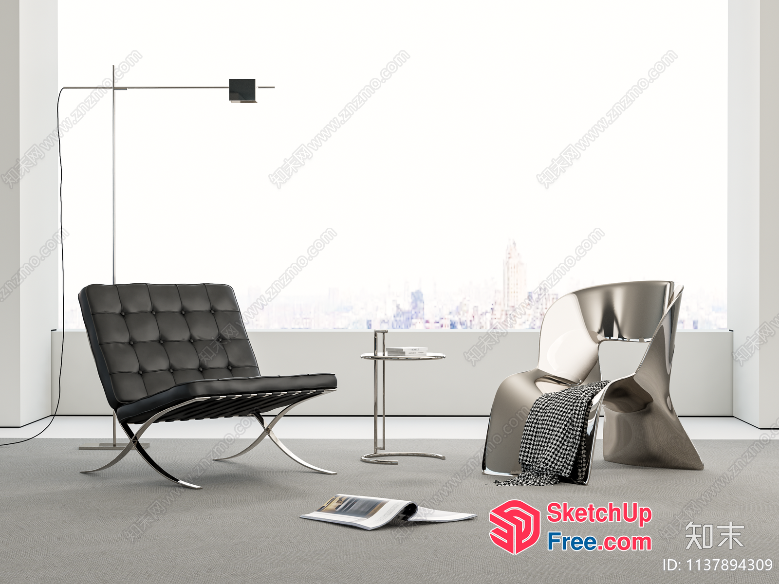 Minimalist Modern Cityscape Interior 3D SketchUp File