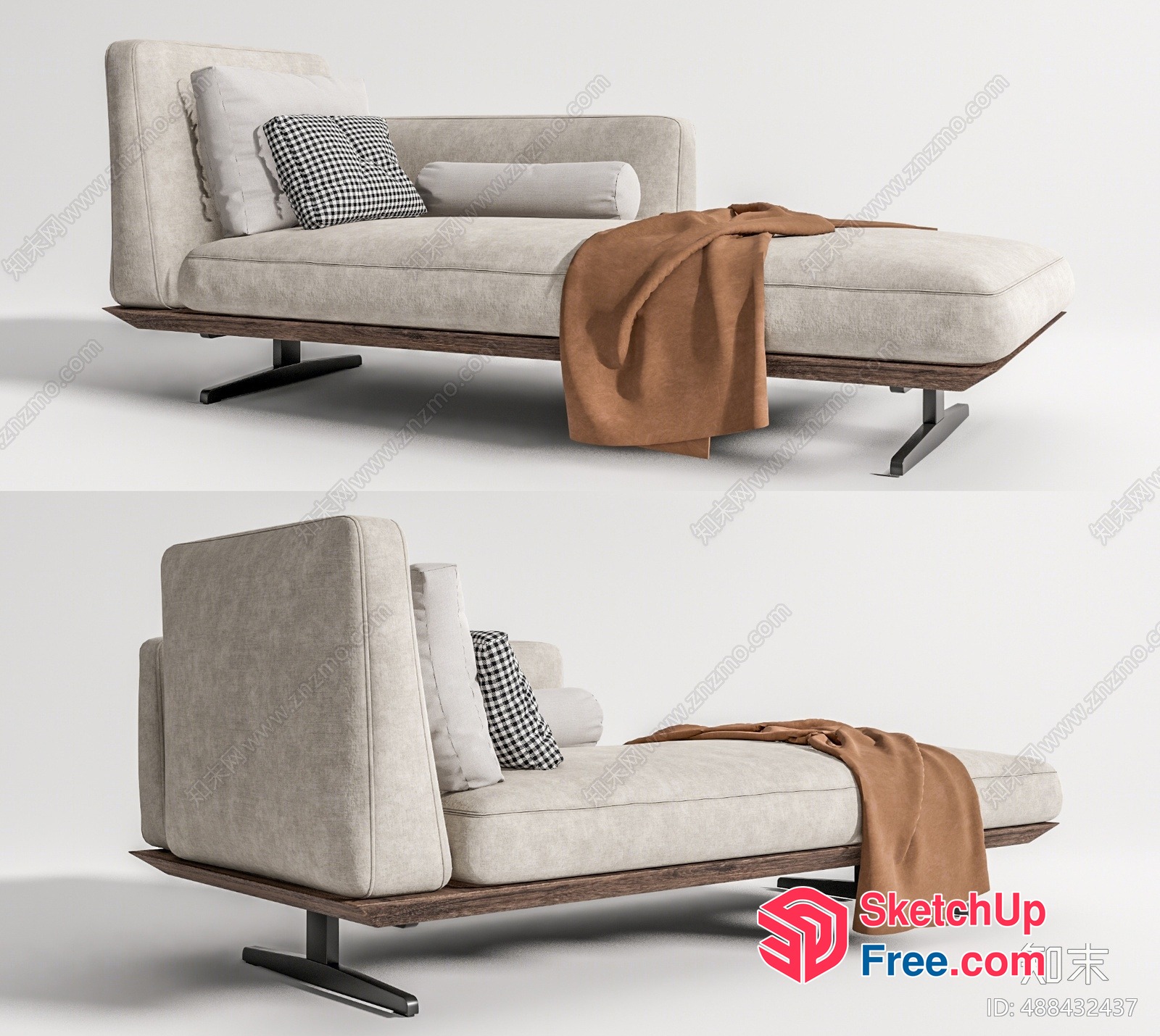 Modern Sofa With Pillows And Blanket 3D SketchUp File