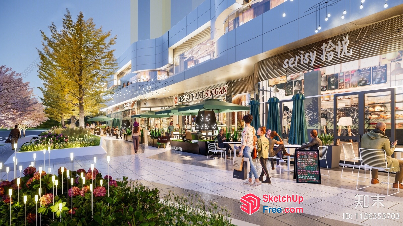 Modern Commercial Street Scene 3D SketchUp File